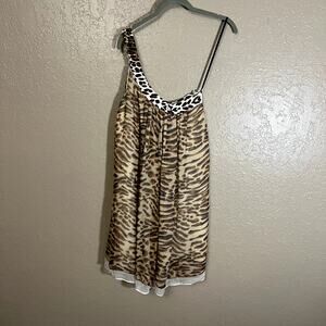 Julie Haus one shoulder animal print dress XS